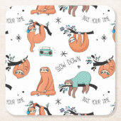 Cute Sloth Pattern Kartonnen Onderzetters (Voorkant)