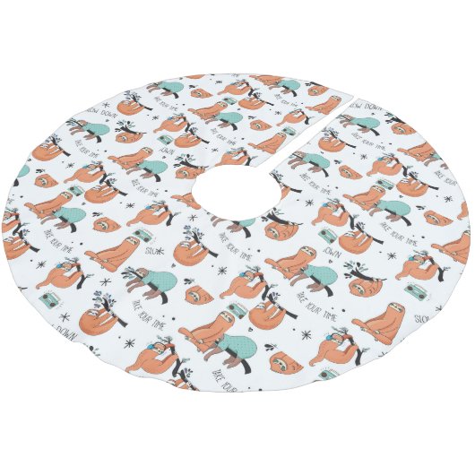 Cute Sloth Pattern Kerstboom Rok (Gekanteld)