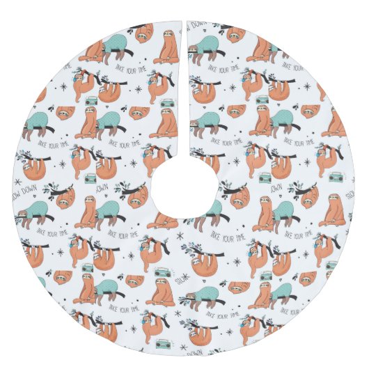 Cute Sloth Pattern Kerstboom Rok (Voorkant)