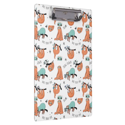Cute Sloth Pattern Klembord (Rechts)