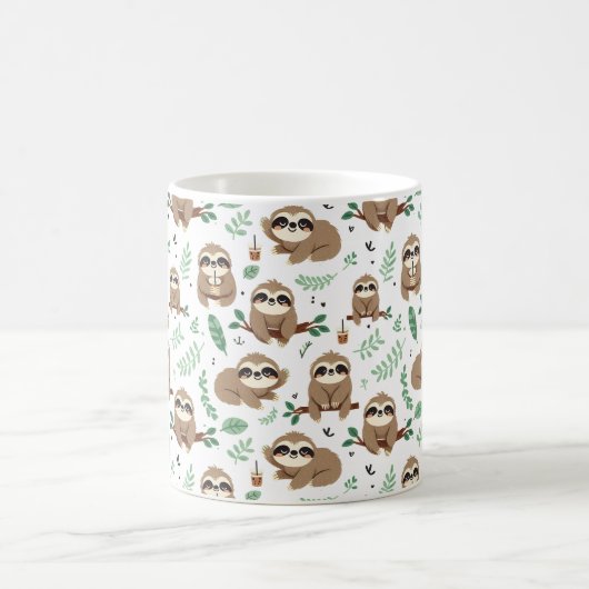 Cute Sloth Pattern Koffiemok (Center)