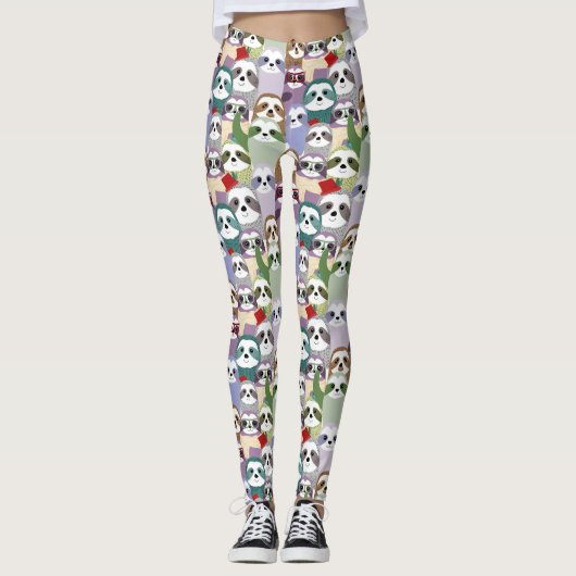 Cute Sloth Pattern Leggings (Voorkant)