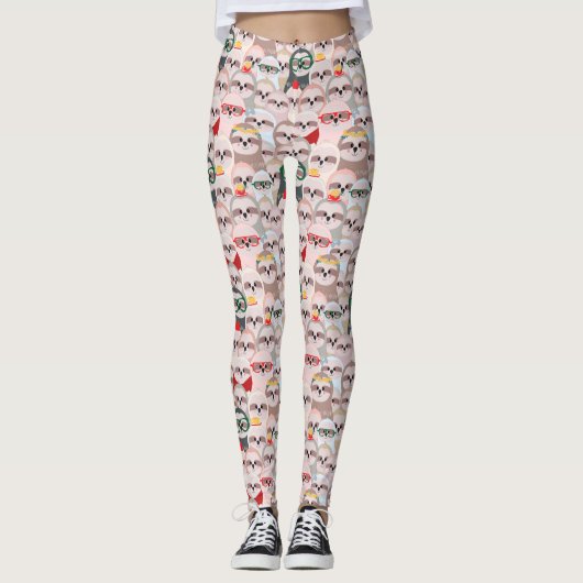 Cute Sloth Pattern Leggings (Voorkant)