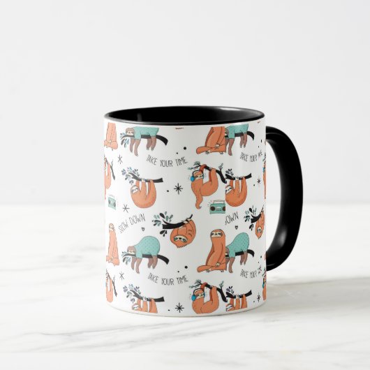 Cute Sloth Pattern Mok (Voorkant rechts)