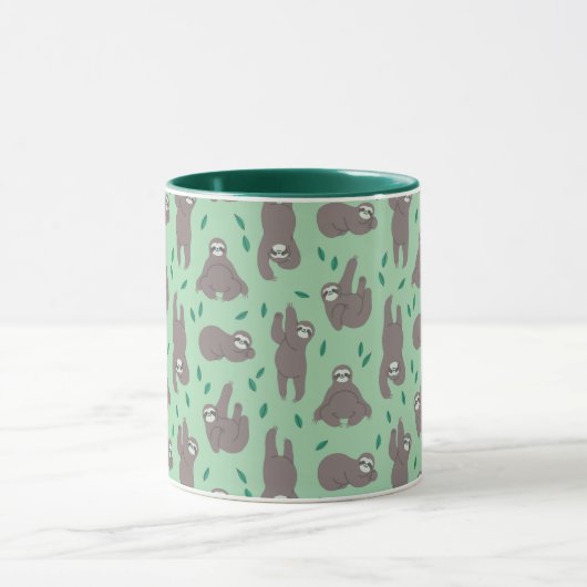 Cute Sloth Pattern Mok (Midden)