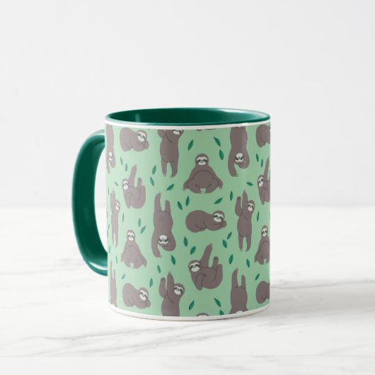 Cute Sloth Pattern Mok (Voorkant links)