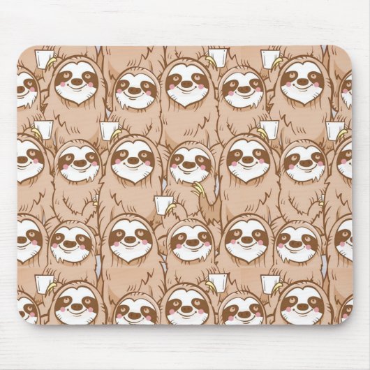 Cute Sloth Pattern Muismat (Voorkant)