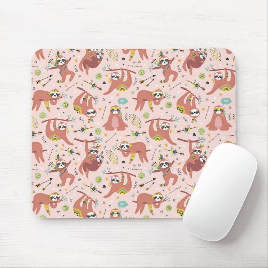 Cute Sloth Pattern Muismat (Met muis)