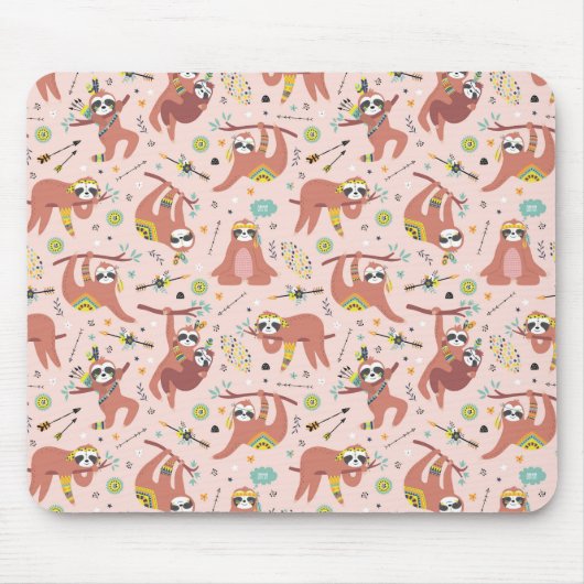 Cute Sloth Pattern Muismat (Voorkant)