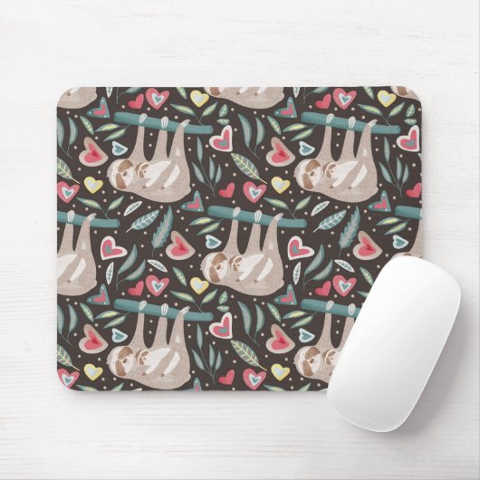 Cute Sloth Pattern Muismat (Met muis)