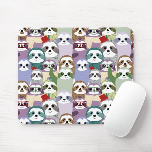 Cute Sloth Pattern Muismat (Met muis)
