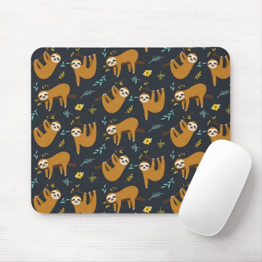 Cute Sloth Pattern Muismat (Met muis)