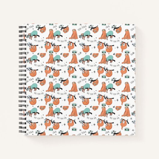 Cute Sloth Pattern Notitieboek (Voorkant)