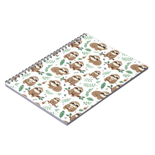 Cute Sloth Pattern Notitieboek (Linkerzijde)