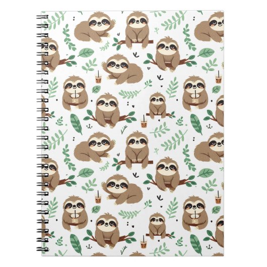 Cute Sloth Pattern Notitieboek (Voorkant)