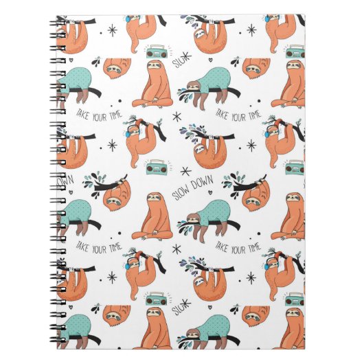 Cute Sloth Pattern Notitieboek (Voorkant)