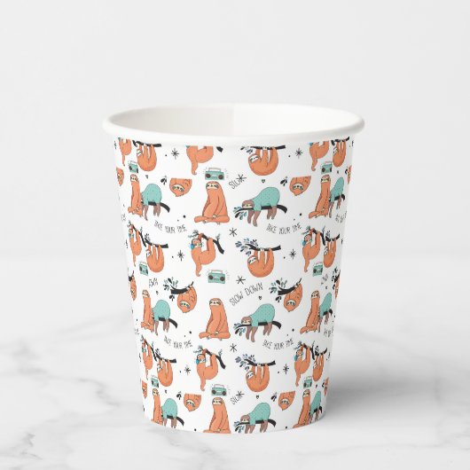 Cute Sloth Pattern Papieren Bekers (Links)