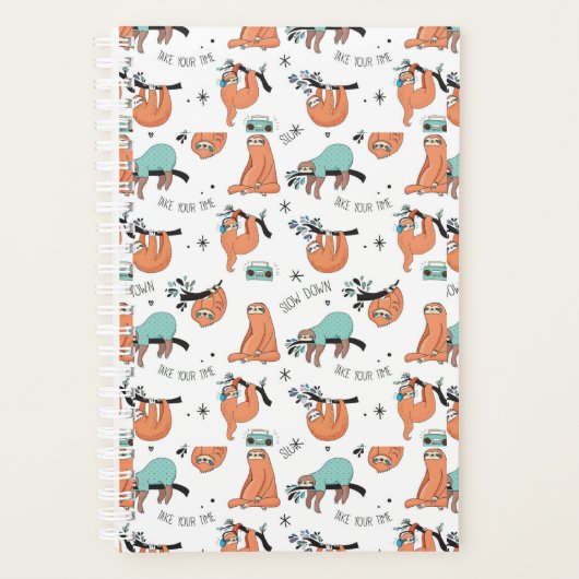 Cute Sloth Pattern Planner (Voorkant)