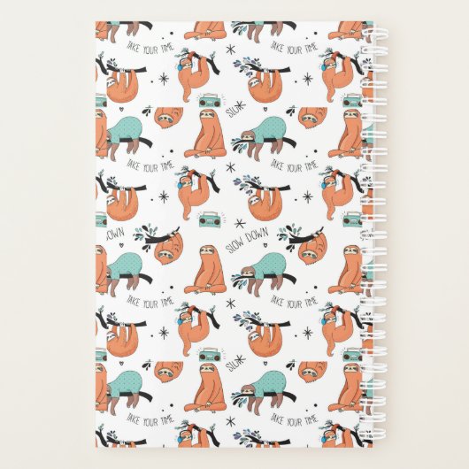 Cute Sloth Pattern Planner (Achterkant)