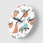 Cute Sloth Pattern Ronde Klok (Hoek)