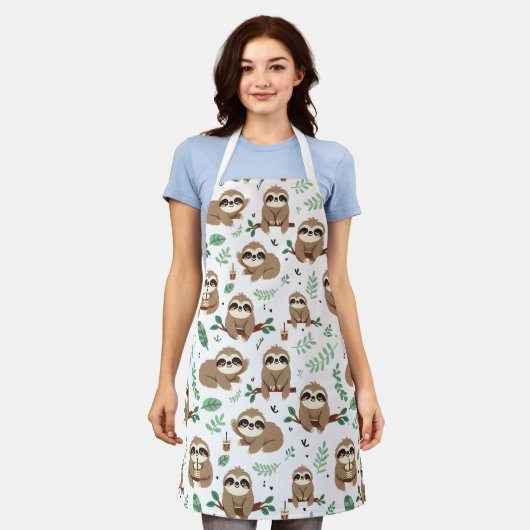 Cute Sloth Pattern Schort (Gedragen)