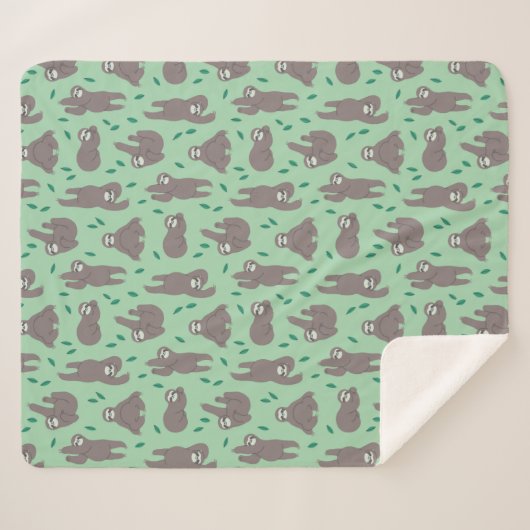 Cute Sloth Pattern Sherpa Deken (Voorkant (horizontaal))
