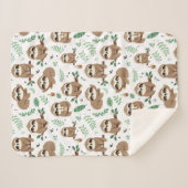 Cute Sloth Pattern Sherpa Deken (Voorkant (horizontaal))