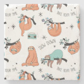 Cute Sloth Pattern Stenen Onderzetter (Voorkant)