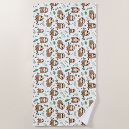 Cute Sloth Pattern Strandlaken (Voorkant)