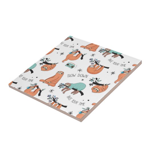 Cute Sloth Pattern Tegeltje (Zijkant)
