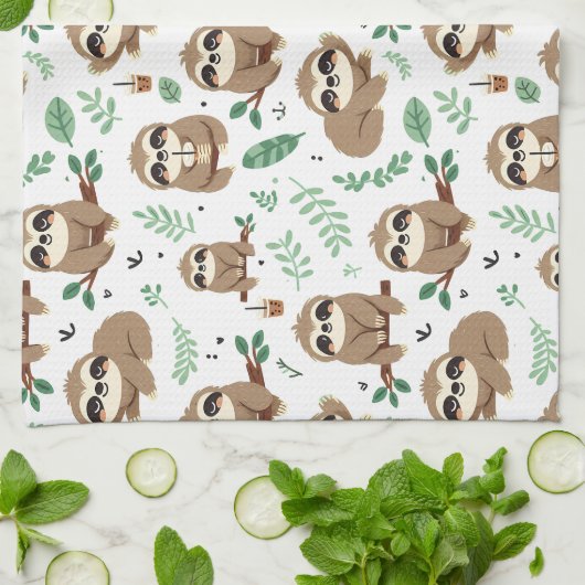 Cute Sloth Pattern Theedoek (Gevouwen)