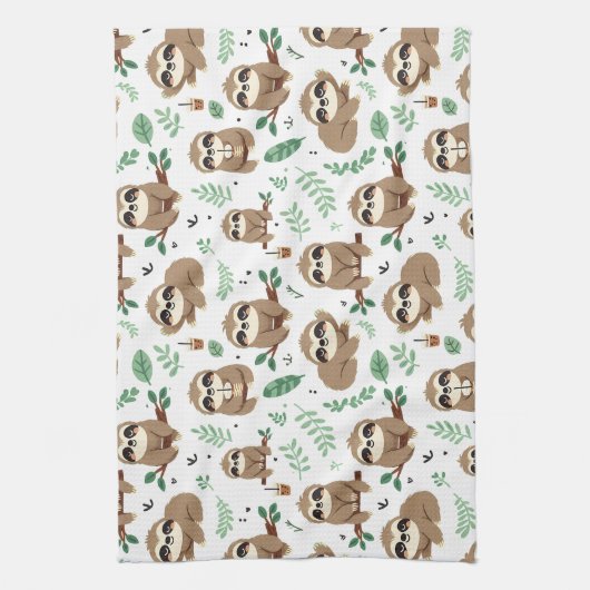 Cute Sloth Pattern Theedoek (Verticaal)