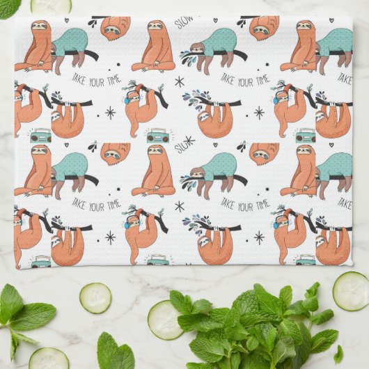Cute Sloth Pattern Theedoek (Gevouwen)