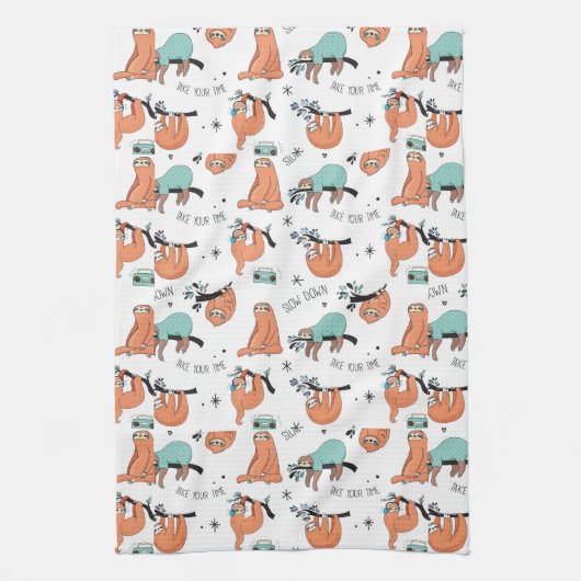 Cute Sloth Pattern Theedoek (Verticaal)