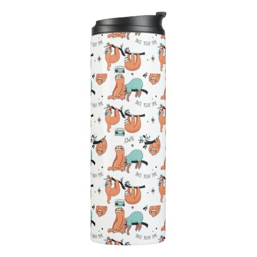 Cute Sloth Pattern Thermosbeker (Gedraaid links)