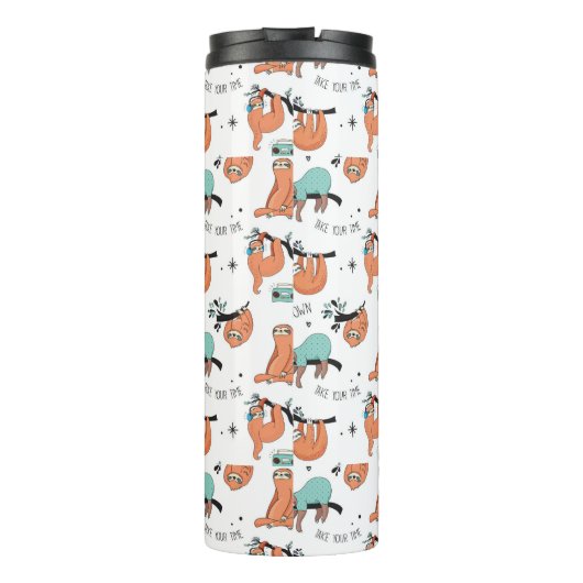 Cute Sloth Pattern Thermosbeker (Achterkant)