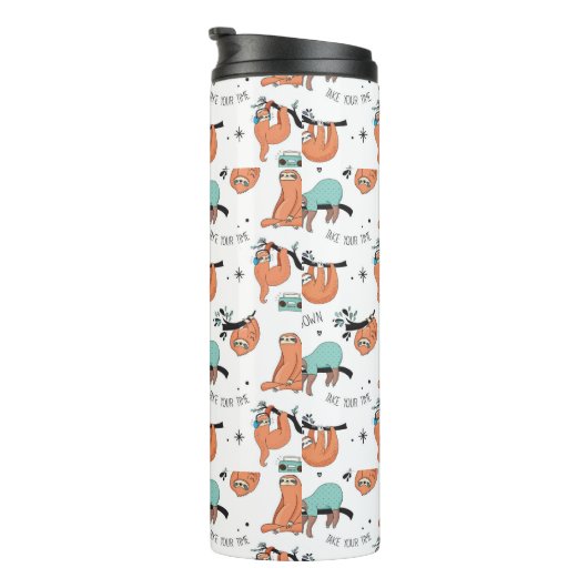 Cute Sloth Pattern Thermosbeker (Geroteerd rechts)