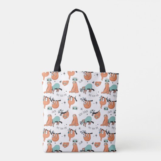 Cute Sloth Pattern Tote Bag (Achterkant)