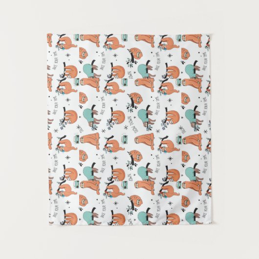 Cute Sloth Pattern Wandkleed (Voorkant)