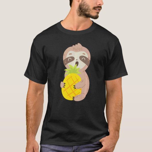 Cute Sloth Pineapple  Tropical Fruit Food T-shirt (Voorkant)