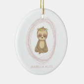 Cute Sloth Pink Zen Yoga Lotus Art Persoonlijk Keramisch Ornament (Rechts)