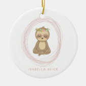 Cute Sloth Pink Zen Yoga Lotus Art Persoonlijk Keramisch Ornament (Voorkant)