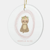 Cute Sloth Pink Zen Yoga Lotus Art Persoonlijk Keramisch Ornament (Links)