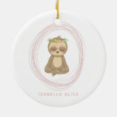 Cute Sloth Pink Zen Yoga Lotus Art Persoonlijk Keramisch Ornament (Achterkant)