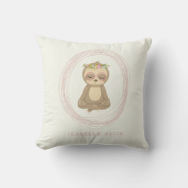 Cute Sloth Pink Zen Yoga Lotus Art Persoonlijk Kussen