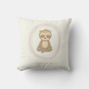 Cute Sloth Pink Zen Yoga Lotus Art Persoonlijk Kussen
