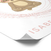 Cute Sloth Pink Zen Yoga Lotus Art Persoonlijk Poster (Hoek)