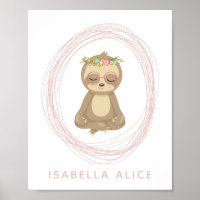 Cute Sloth Pink Zen Yoga Lotus Art Persoonlijk