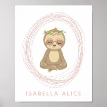 Cute Sloth Pink Zen Yoga Lotus Art Persoonlijk