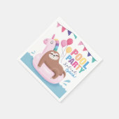 Cute Sloth Pool Party Birthday Napkins Servet (Hoek)